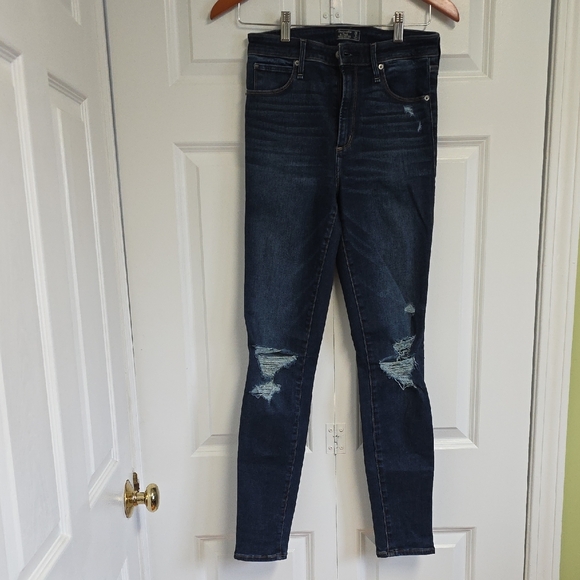 Abercrombie & Fitch Simone High Rise Super Skinny 26/2 Dark Blue Jeans - Picture 6 of 14